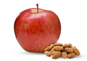 Fresh apple and raw almonds
