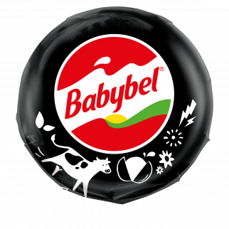 Mini Babybel® Protein Cheese wrapped with black, red and white paper